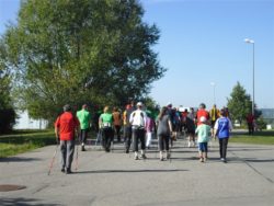 Nordic-Walking-Lauf bei strahlendem Sonnenschein